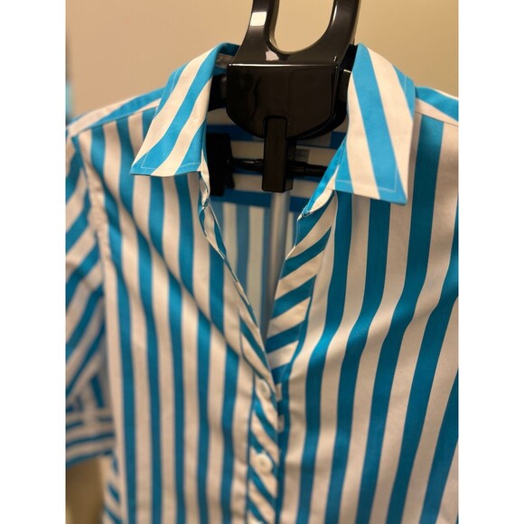 Foxcroft Women’s Heritage Non-Iron 100% Cotton 3/4 Sleeve Button Down Shirt  12P - Picture 4 of 9